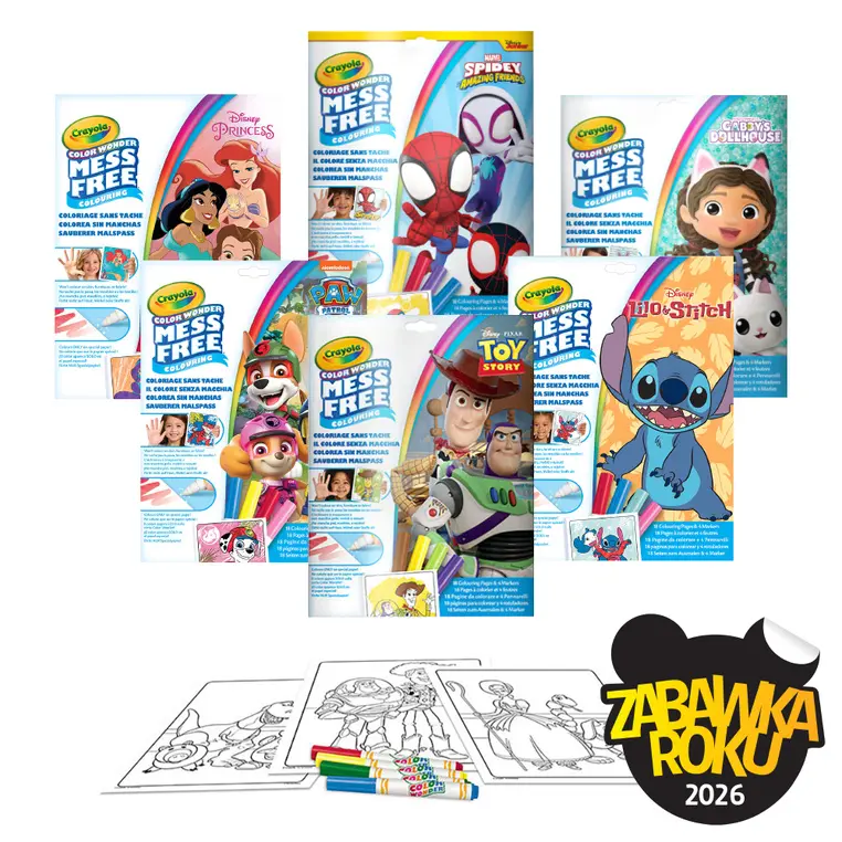 Crayola Kolorowanka dla dzieci i 4 niebrudzące magiczne flamastry Color Wonder Mess Free Kraina Lodu 3+ - Papiernicze i szkolne