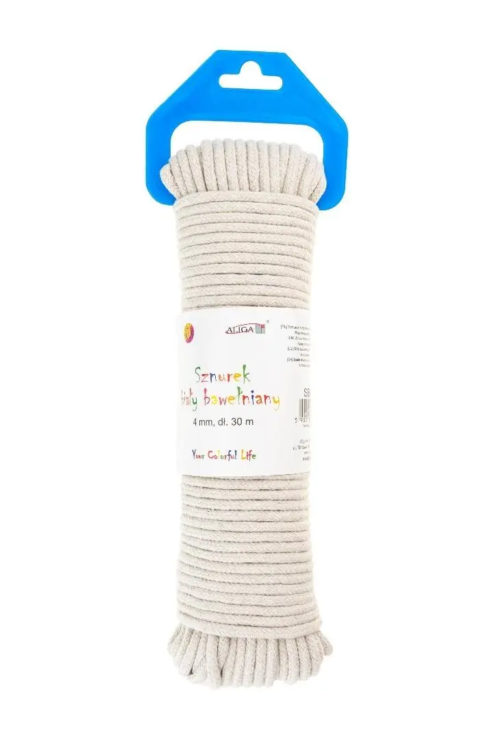Sznurek bawełniany biały 4mmx30m - Papiernicze