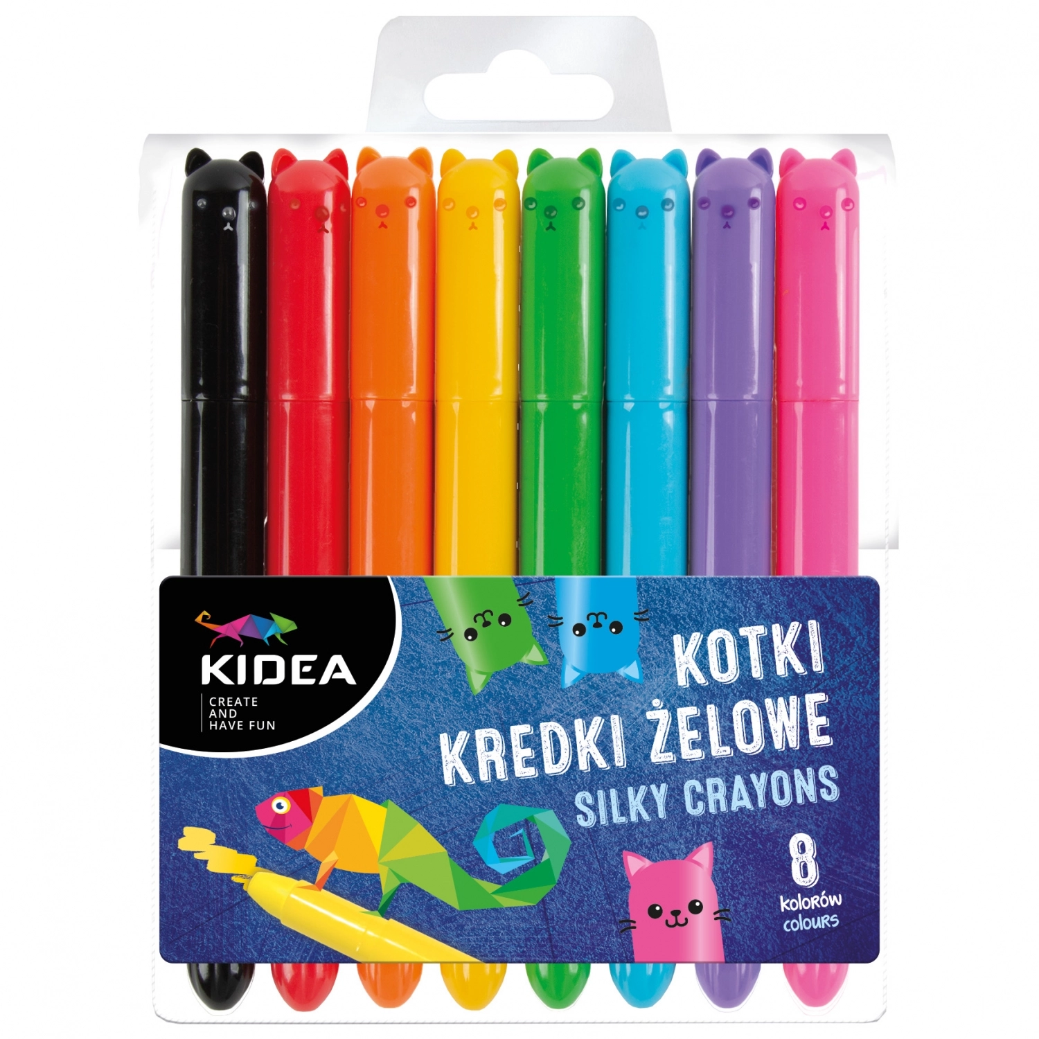 Kredki Gel 8 kolorów Kotki Derform Kidea Etui - Papiernicze i szkolne