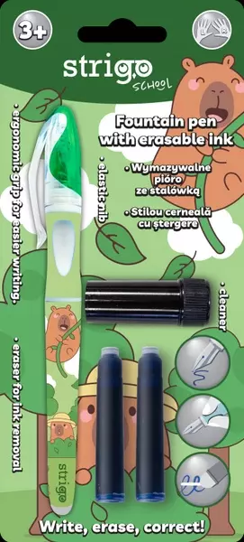 Pióro wymazywalne ze stalówką Kapibara zielone - Papiernicze i szkolne