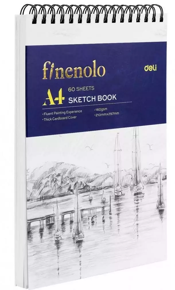 Szkicownik na spirali poziomej A4/60K biały DELI - Papiernicze i szkolne