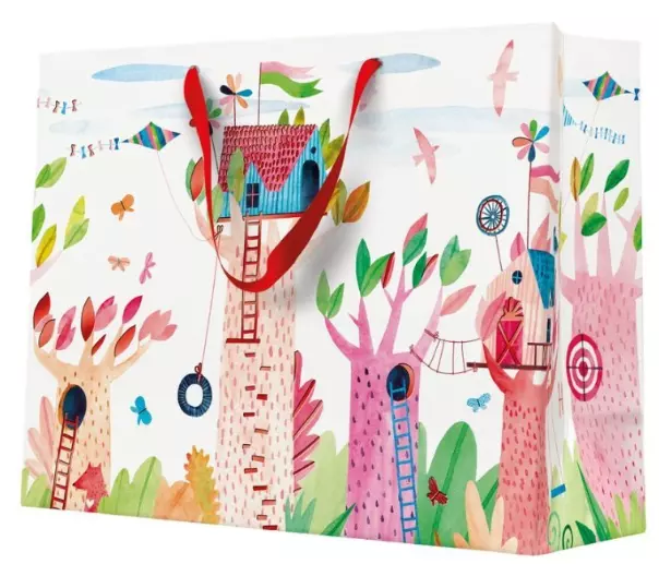 Torebka prezentowa Domek na drzewie, duża pozioma - Papiernicze i szkolne