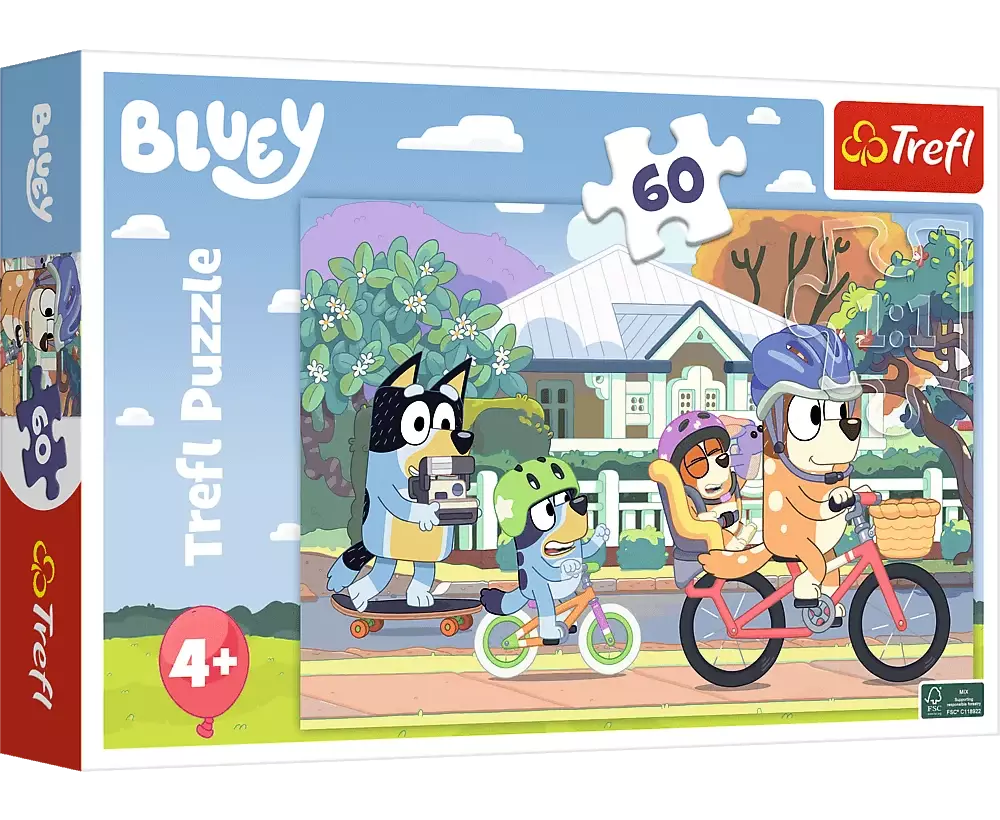 Bajkowe puzzle dla dzieci z motywem psów z serialu Bluey Trefl 60 elementów