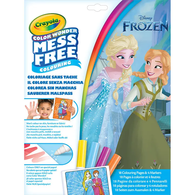 Crayola Kolorowanka dla dzieci i 4 niebrudzące magiczne flamastry Color Wonder Mess Free Kraina Lodu 3+ - Papiernicze i szkolne