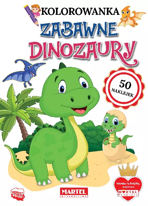 Zabawne dinozaury. Kolorowanka z naklejkami - Książki