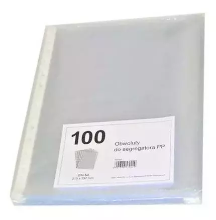 Koszulki do segregatora A4 przezroczyste (100 sztuk) - Papiernicze i szkolne
