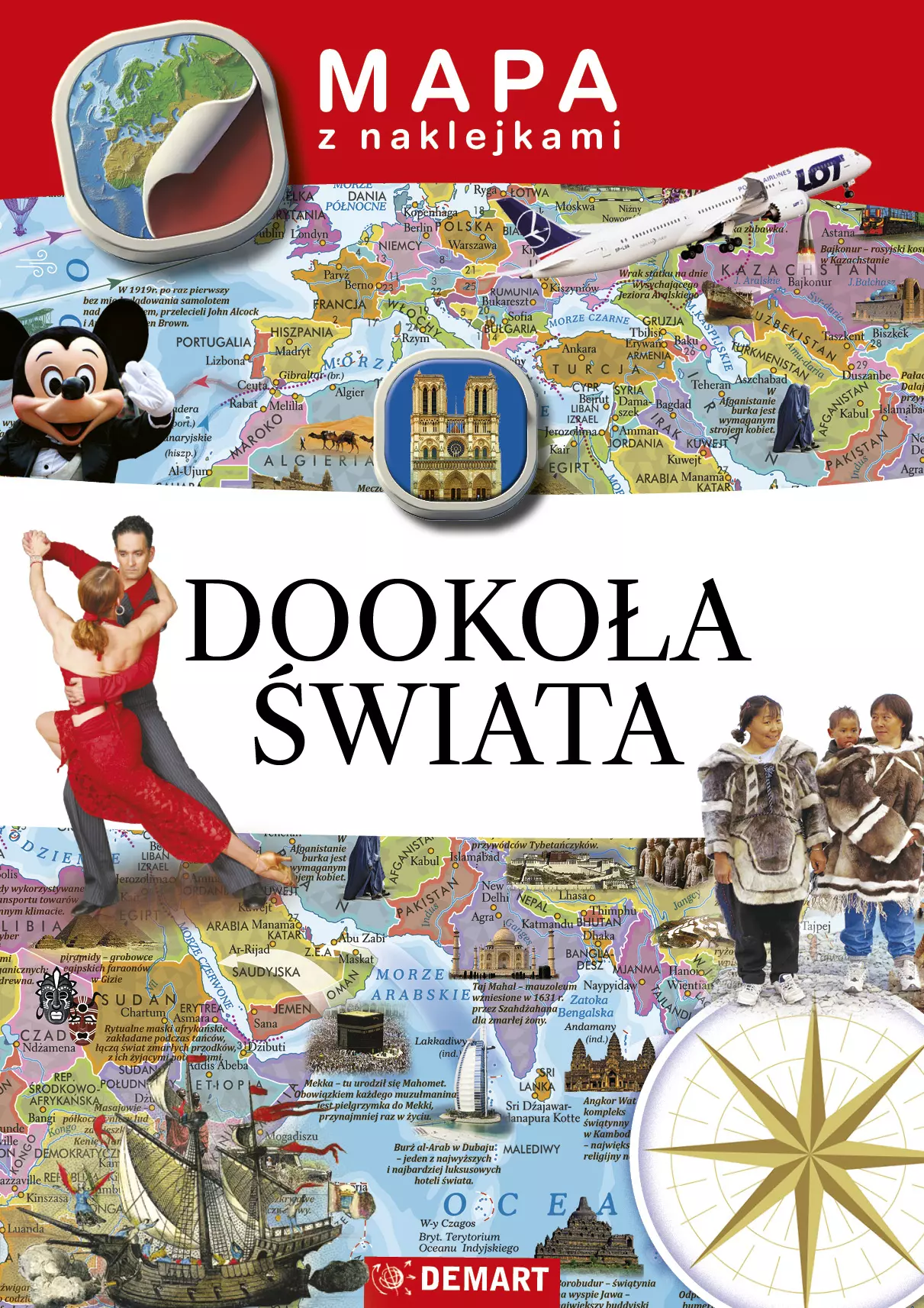 Mapy z naklejkami. Dookoła świata - Książki