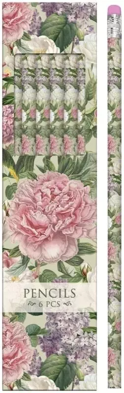 Ołówki ozdobne STPEN40 piwonie i róże 6 sztuk - Książki