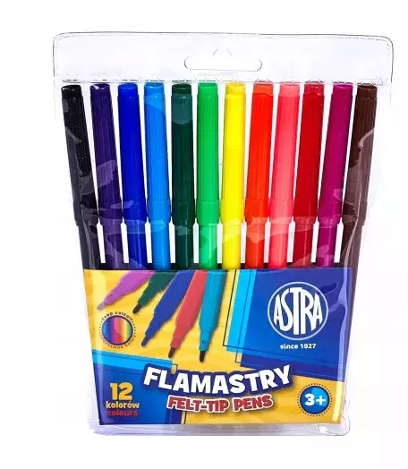 Flamastry, 12 kolorów - Papiernicze i szkolne