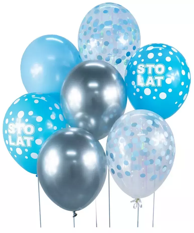 Bukiet balonowy B&C, srebrno-niebieski (7 sztuk) - Papiernicze i szkolne