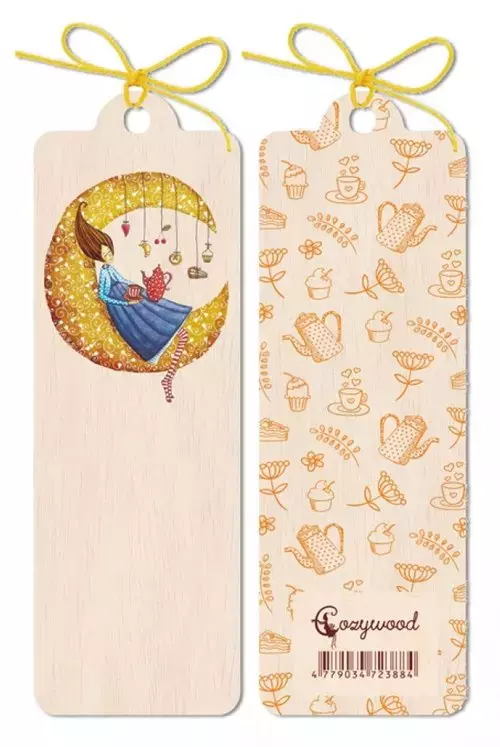 Zakładka drewniana Księżyc - Książki