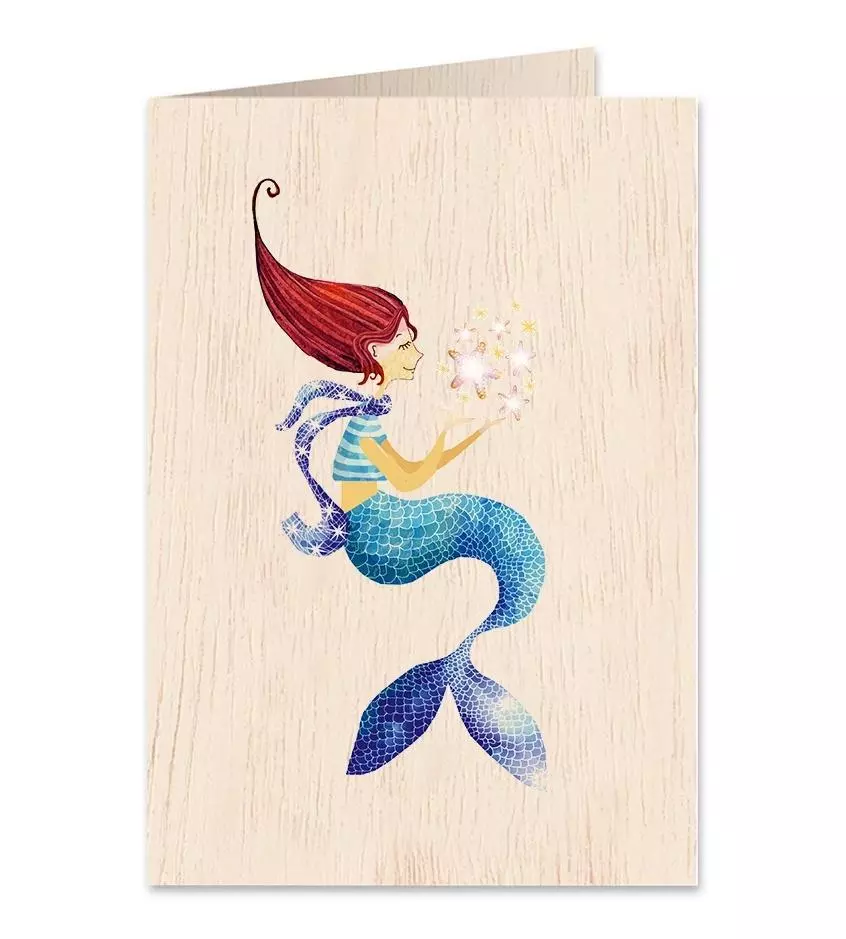 Karnet drewniany C6 + koperta Syrenka - Książki