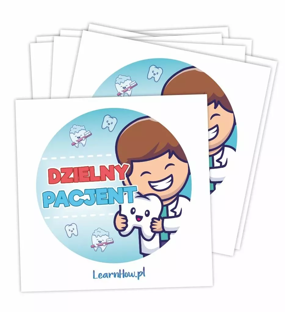 Naklejki Dzielny pacjent - Dentysta 60mm 60szt - Papiernicze i szkolne