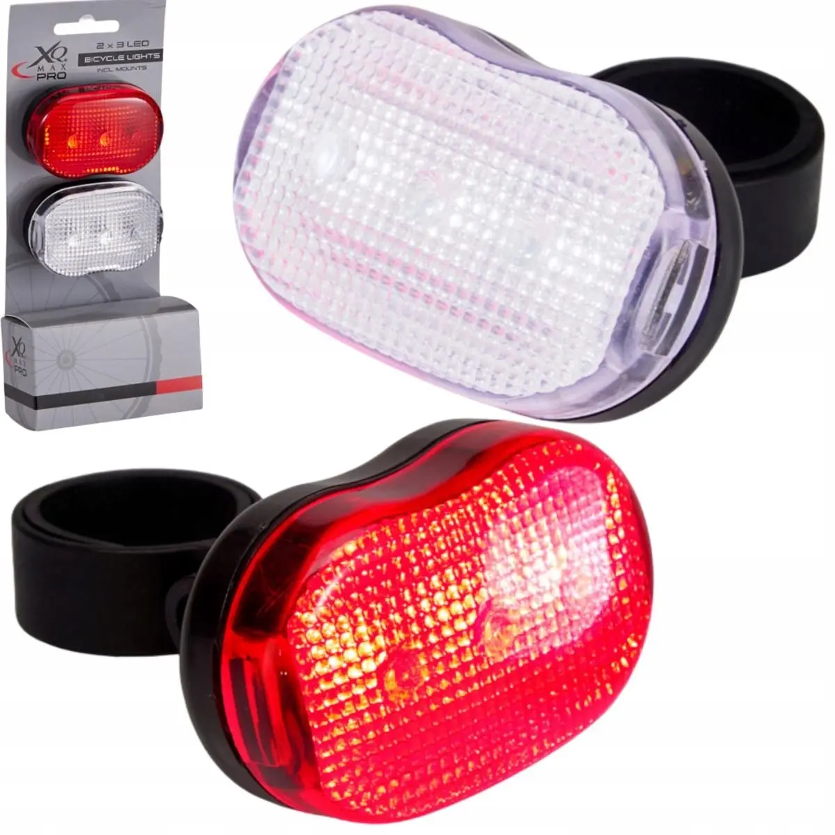 Zestaw Lamp Rowerowych LED Przód i Tył 3LED Xqmax - Elektronika i akcesoria