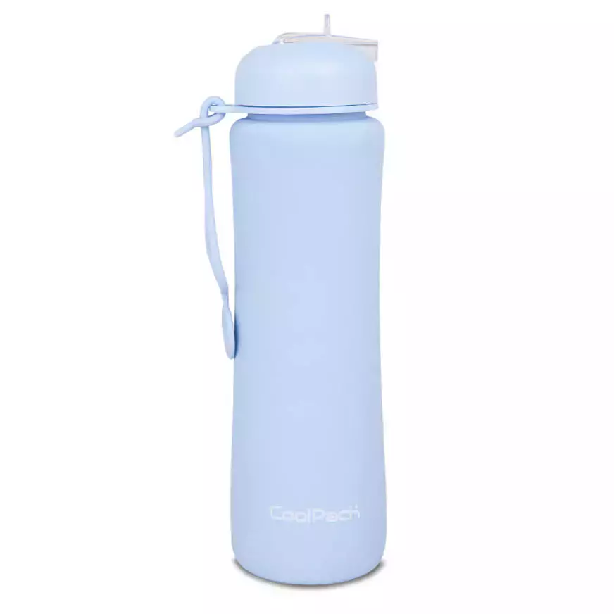 Bidon silikonowy Pump 600 ml pudrowy niebieski