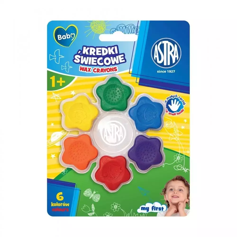 Kredki świecowe w kształcie gwiazdek 6kol ASTRA - Papiernicze i szkolne