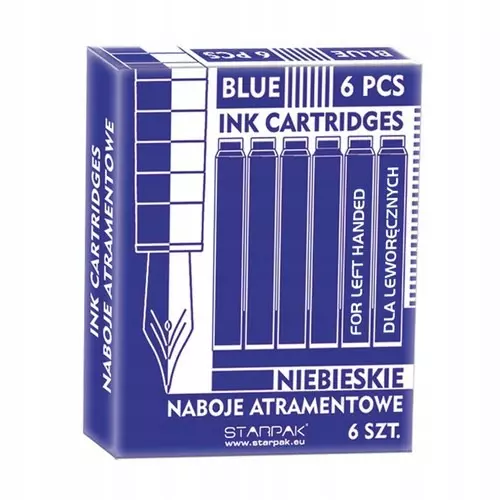 Naboje do piór krótkie, niebieskie, 6 sztuk - Papiernicze i szkolne