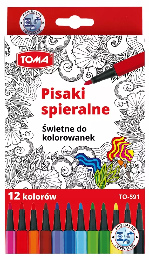 Pisaki zmywalne, 12 kolorów - Papiernicze i szkolne