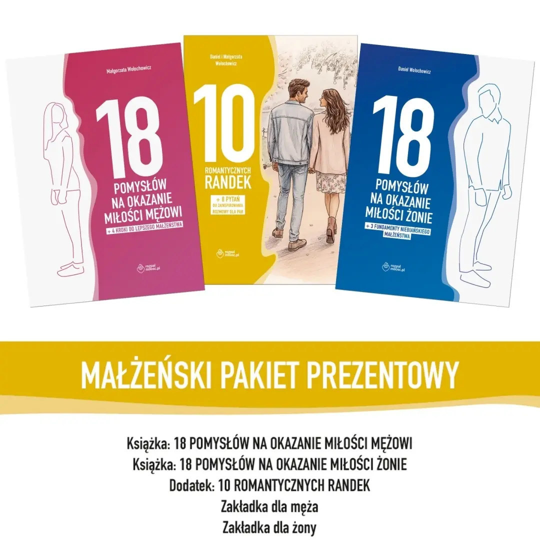 Pakiet prezentowy. 18 pomysłów na okazanie miłości żonie + ...mężowi + dodatek + zakładki - Książki