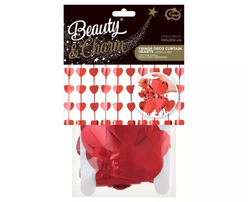 Kurtyna Dekor 100x200cm Metalc Serca Cze Go Pbh - Papiernicze i szkolne