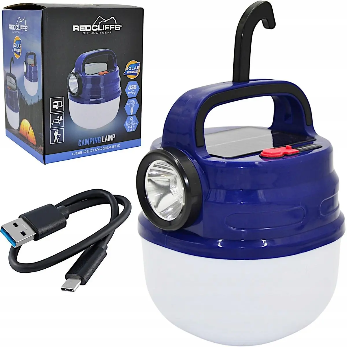 Latarka Lampa Camping Ładowanie USB i Solar Redcliffs - Elektronika i akcesoria
