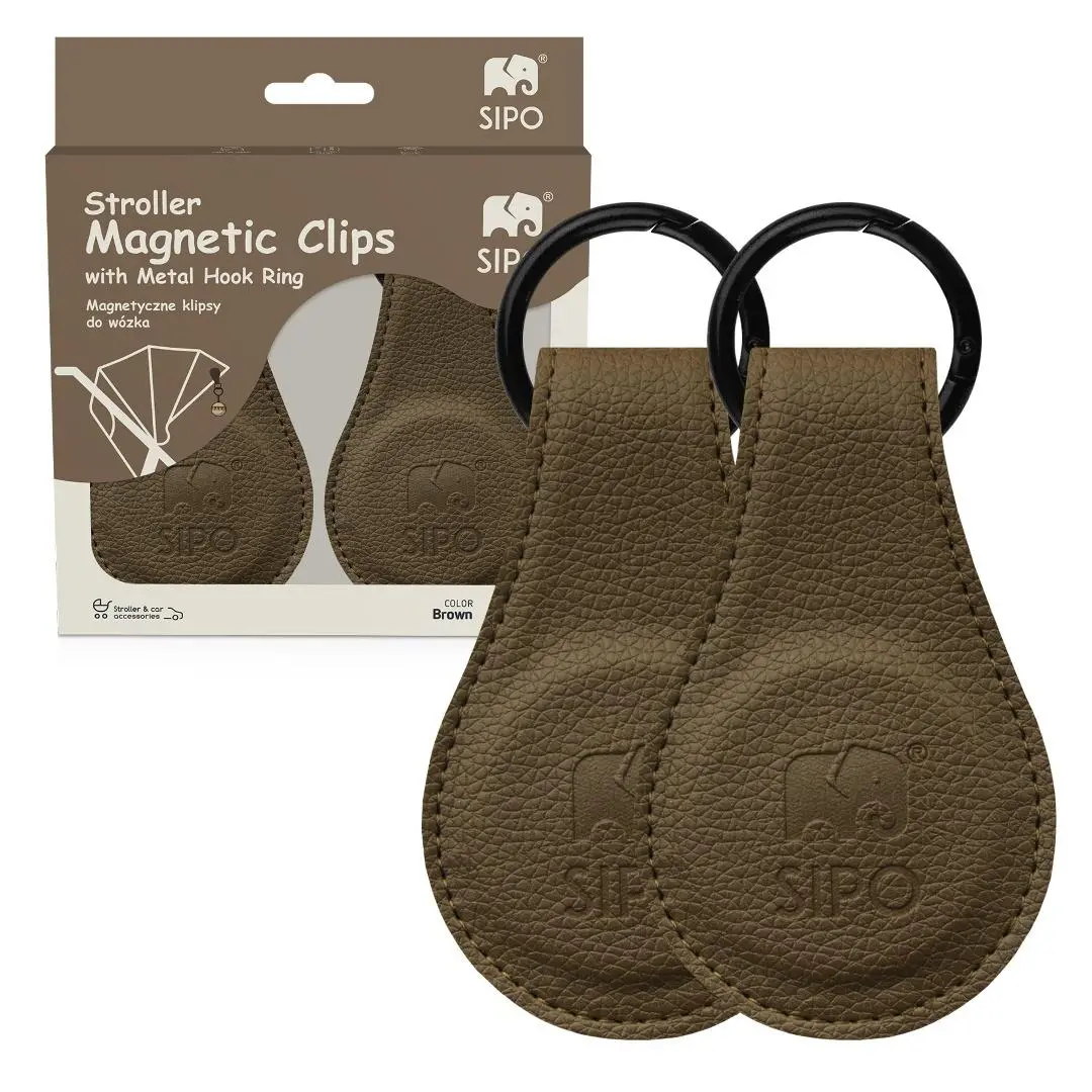 Klipsy magnetyczne do wózka brązowa 2szt - Mama i dziecko