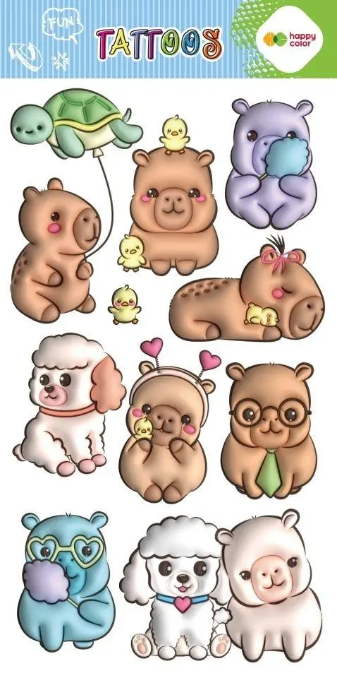 Tatuaże zmywalne Bubble Kapibara HAPPY COLOR - Papiernicze i szkolne