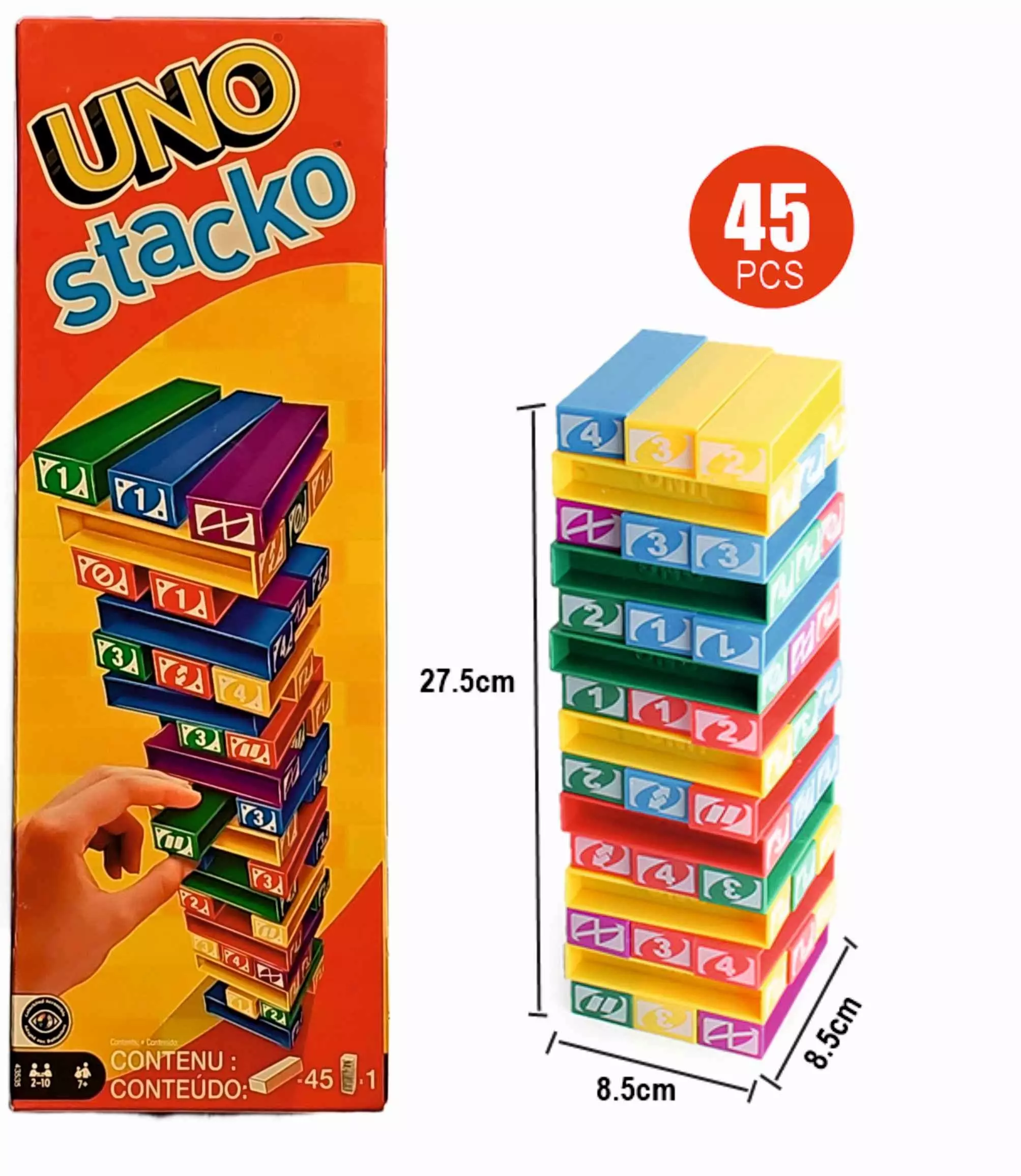 UNO gra Stacko Jenga Block Game 43535 /4 - Mattel