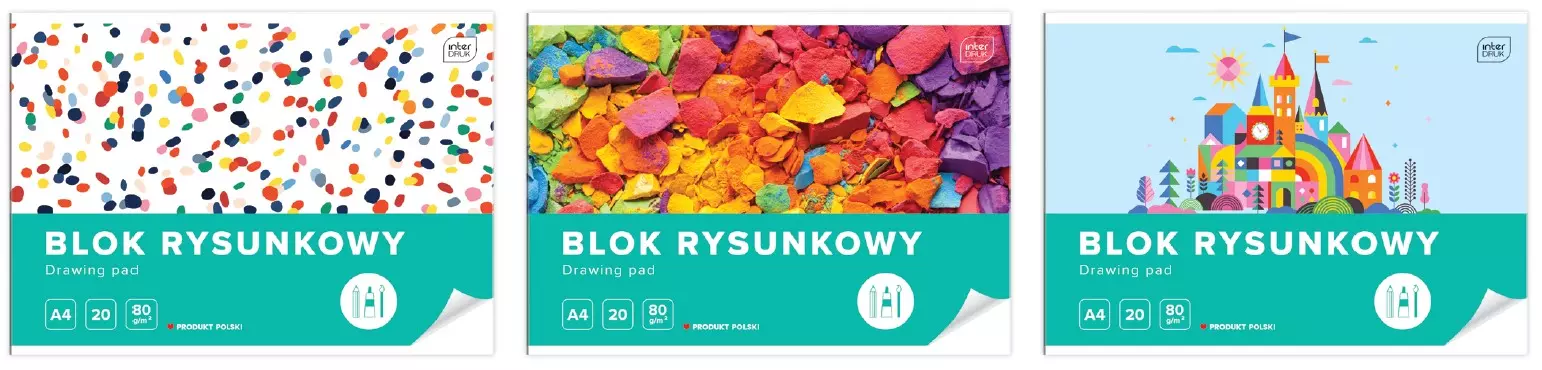 Blok rysunkowy A4 biały, mix wzorów - Papiernicze i szkolne