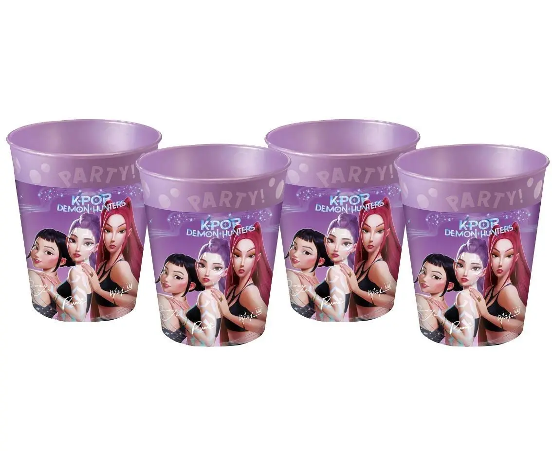 Kubeczek wielorazowy Procos K-POP Demon Hunters 4x250 ml fioletowy - Papiernicze i szkolne