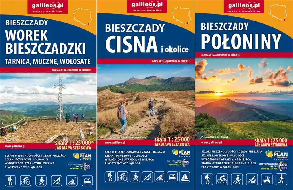Bieszczady - komplet 3 map - Książki