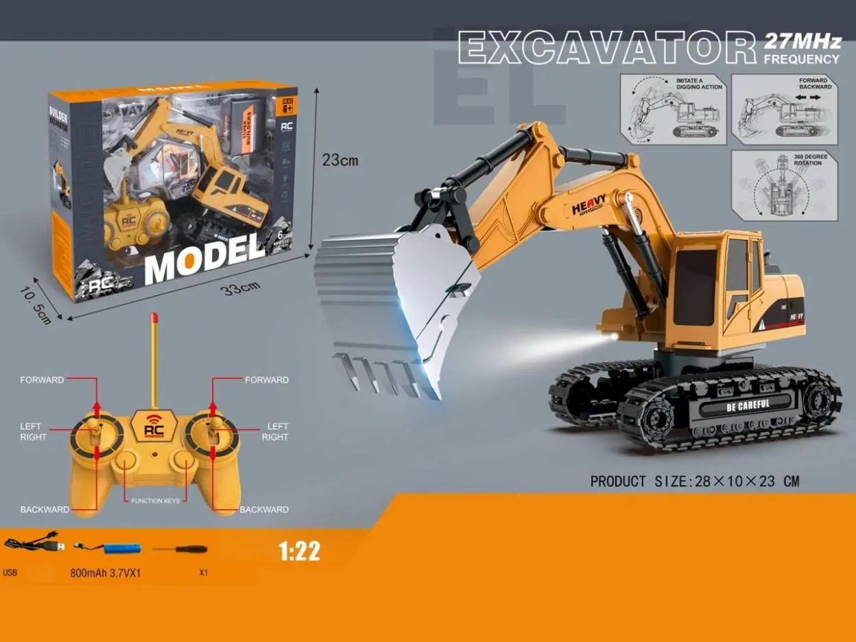 Koparka R/C 27MHz światło dźwięk sterowanie łyżką - Zabawki