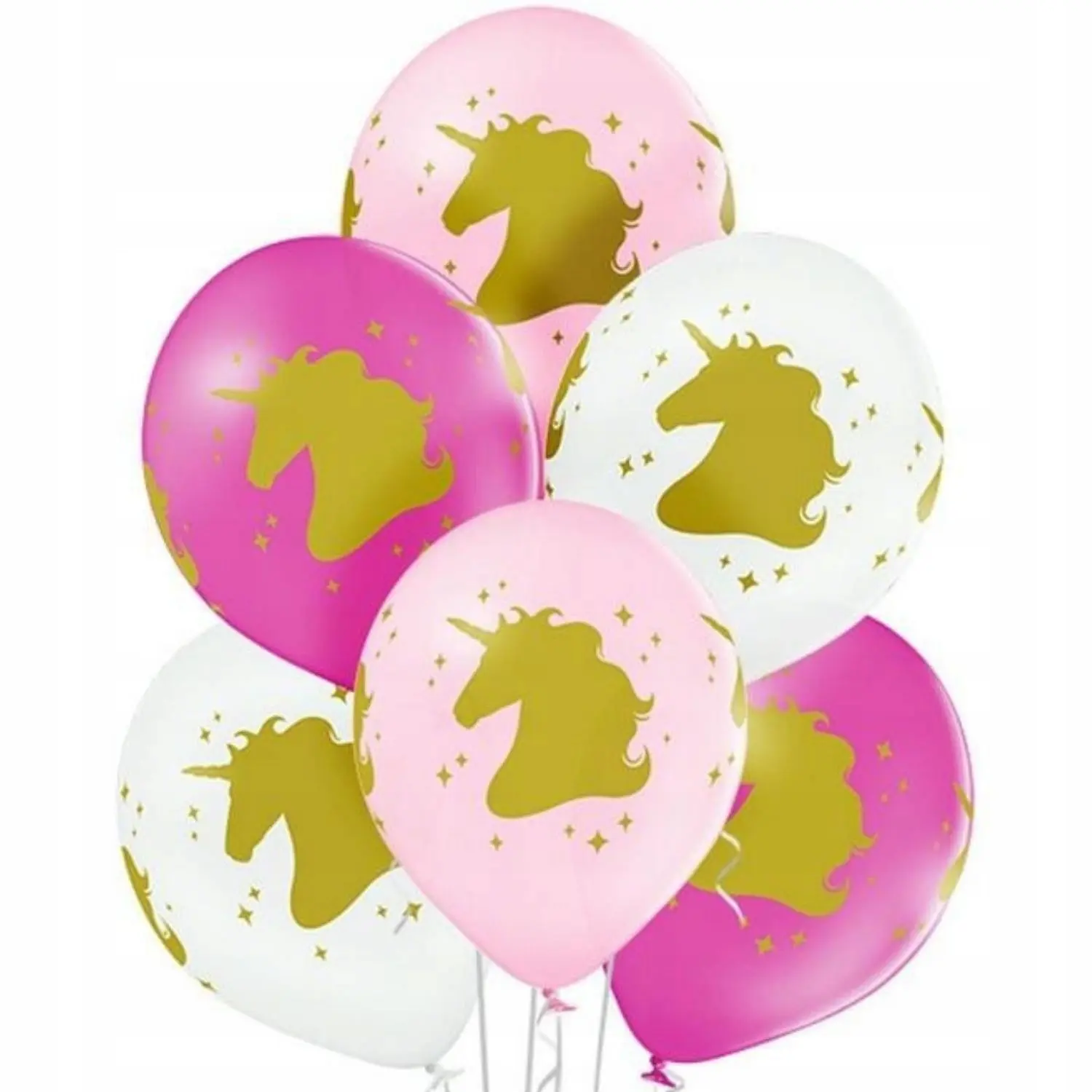 Balony Belbal 12", D11, złote jednorożce, 6szt. - Papiernicze i szkolne