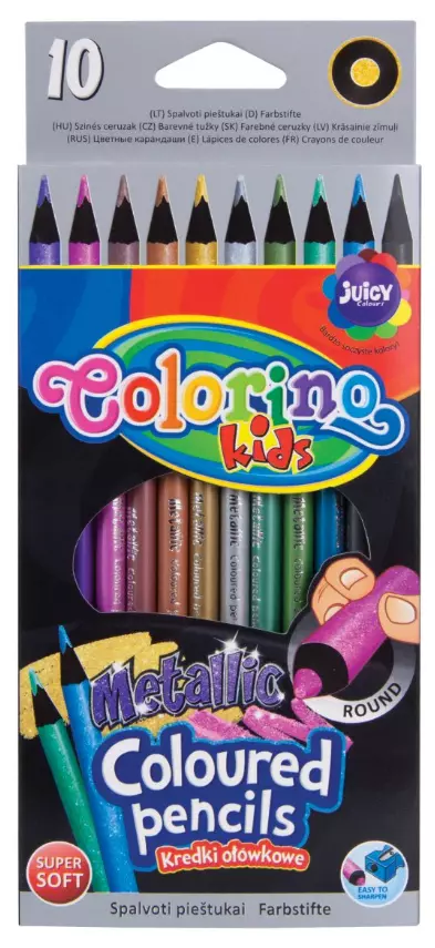 Kredki ołówkowe Colorino, metaliczne, okrągłe. Kids (10 sztuki) - Papiernicze i szkolne