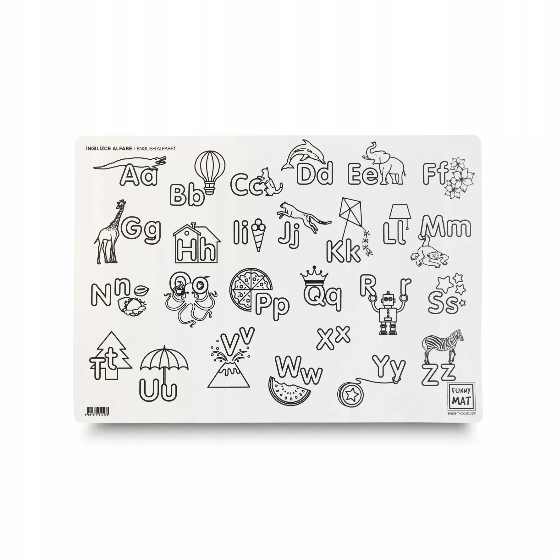 Biała mata wodoodporna do kolorowania Strigo by Funny Mat Alfabet - Papiernicze i szkolne