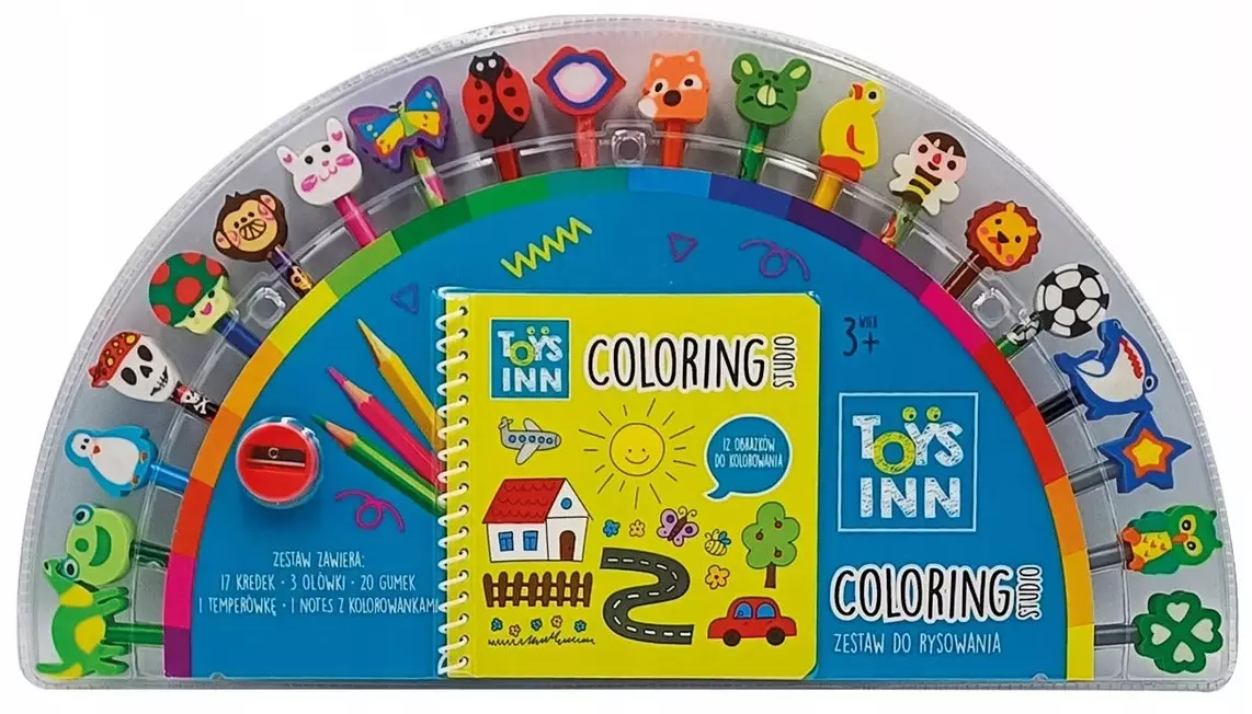 Kredki z gumkami i kolorowanka - Papiernicze i szkolne