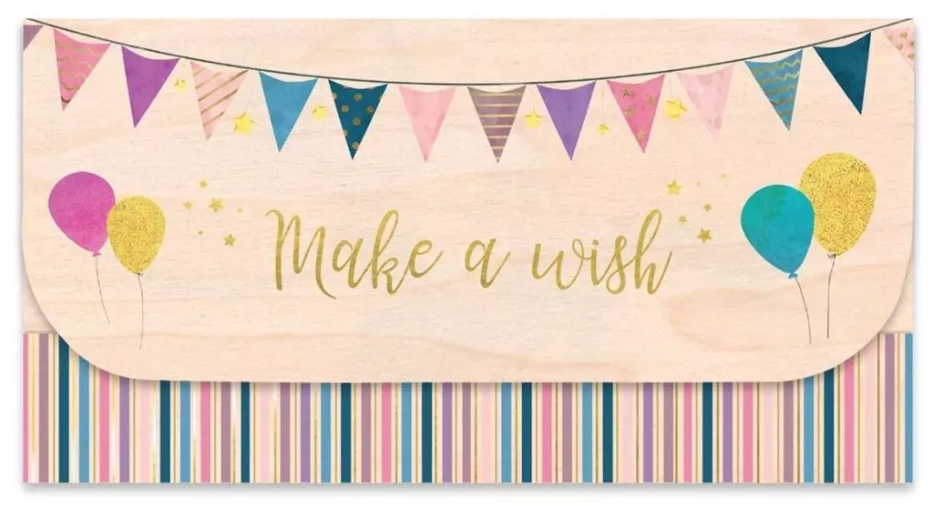 Koperta upominkowa drewniana Urodziny balony - Książki