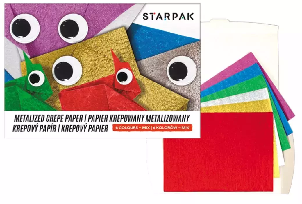 Papier metalizowany krepowany C5, 6 kolorów - Papiernicze i szkolne