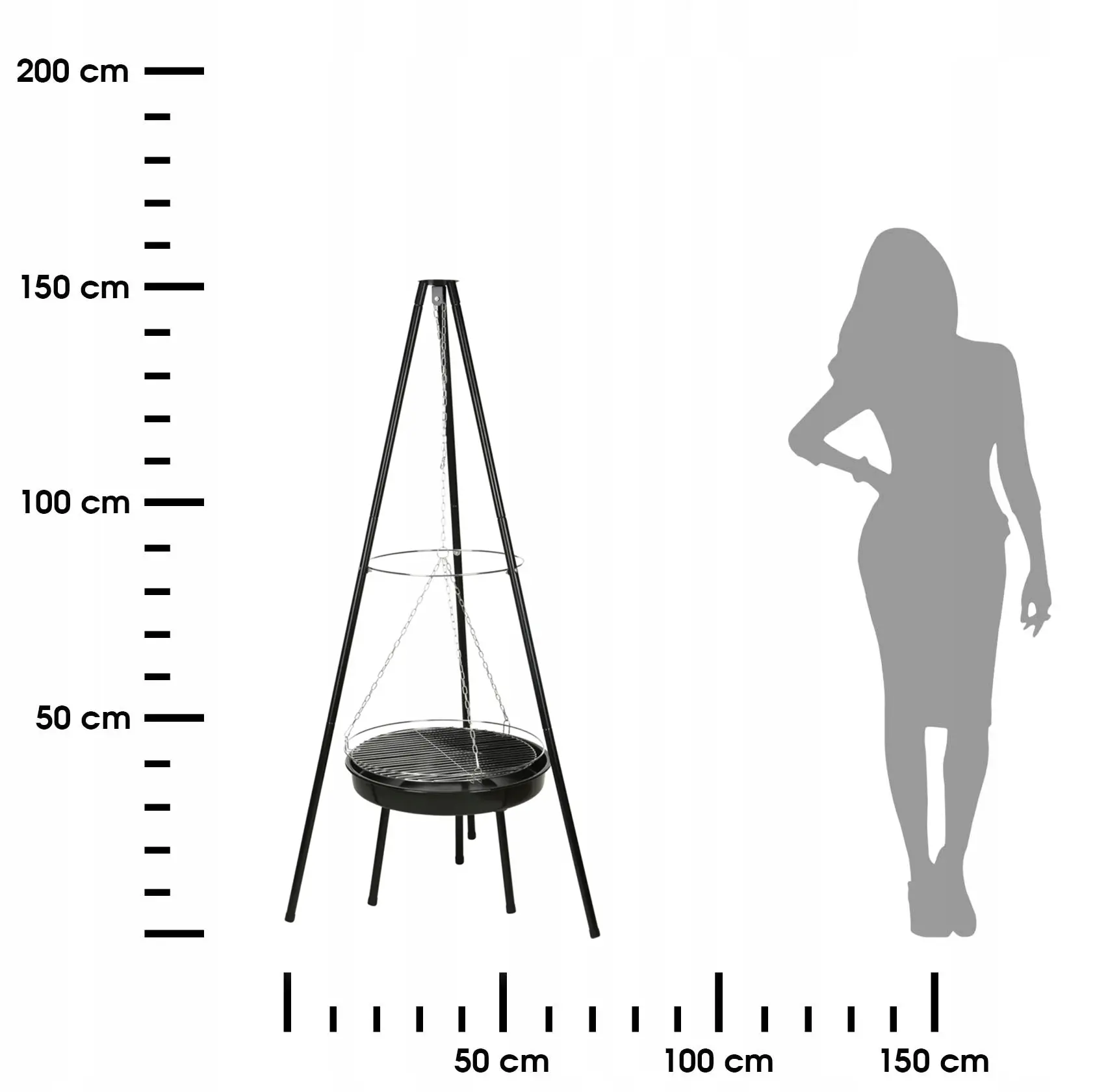 Grill Ogrodowy Wiszący na Trójnogu 52CM - Elektronika i akcesoria