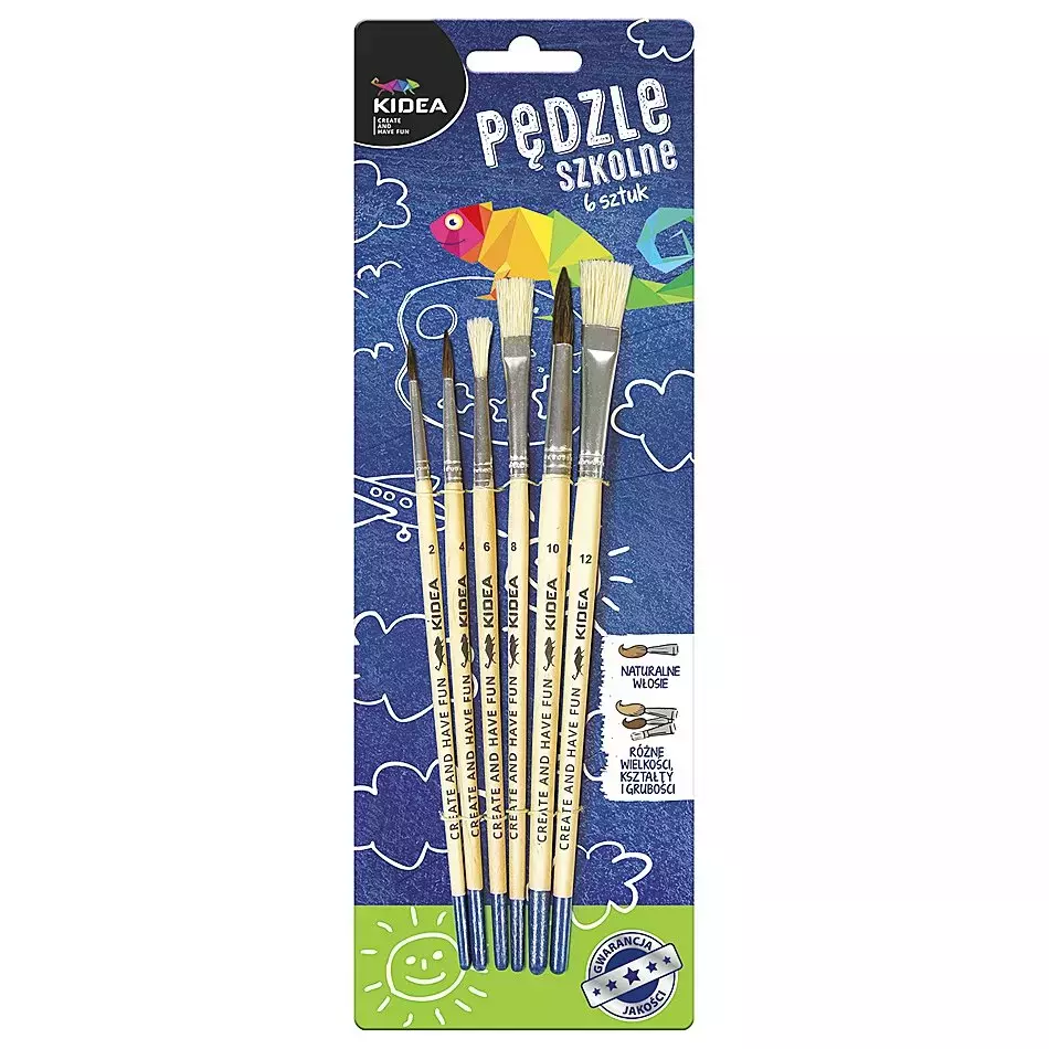 Pędzle szkolne (6 sztuk) - Papiernicze i szkolne