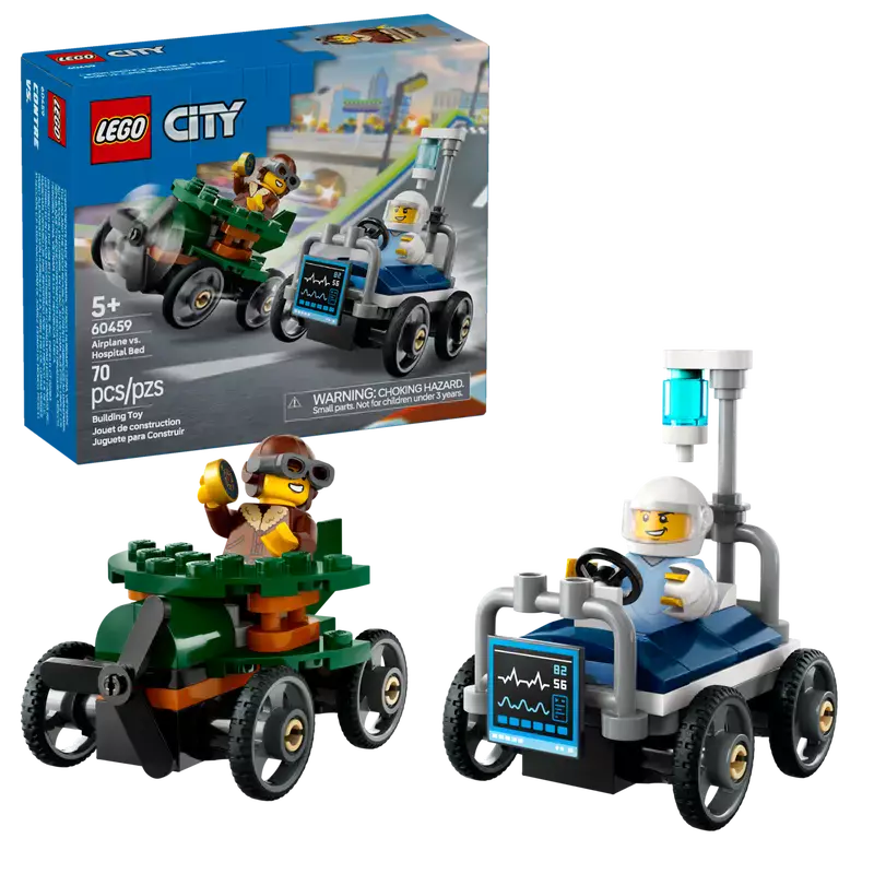LEGO City Zestaw wyścigówek: samolot kontra łóżko szpitalne 60459 - Zabawki