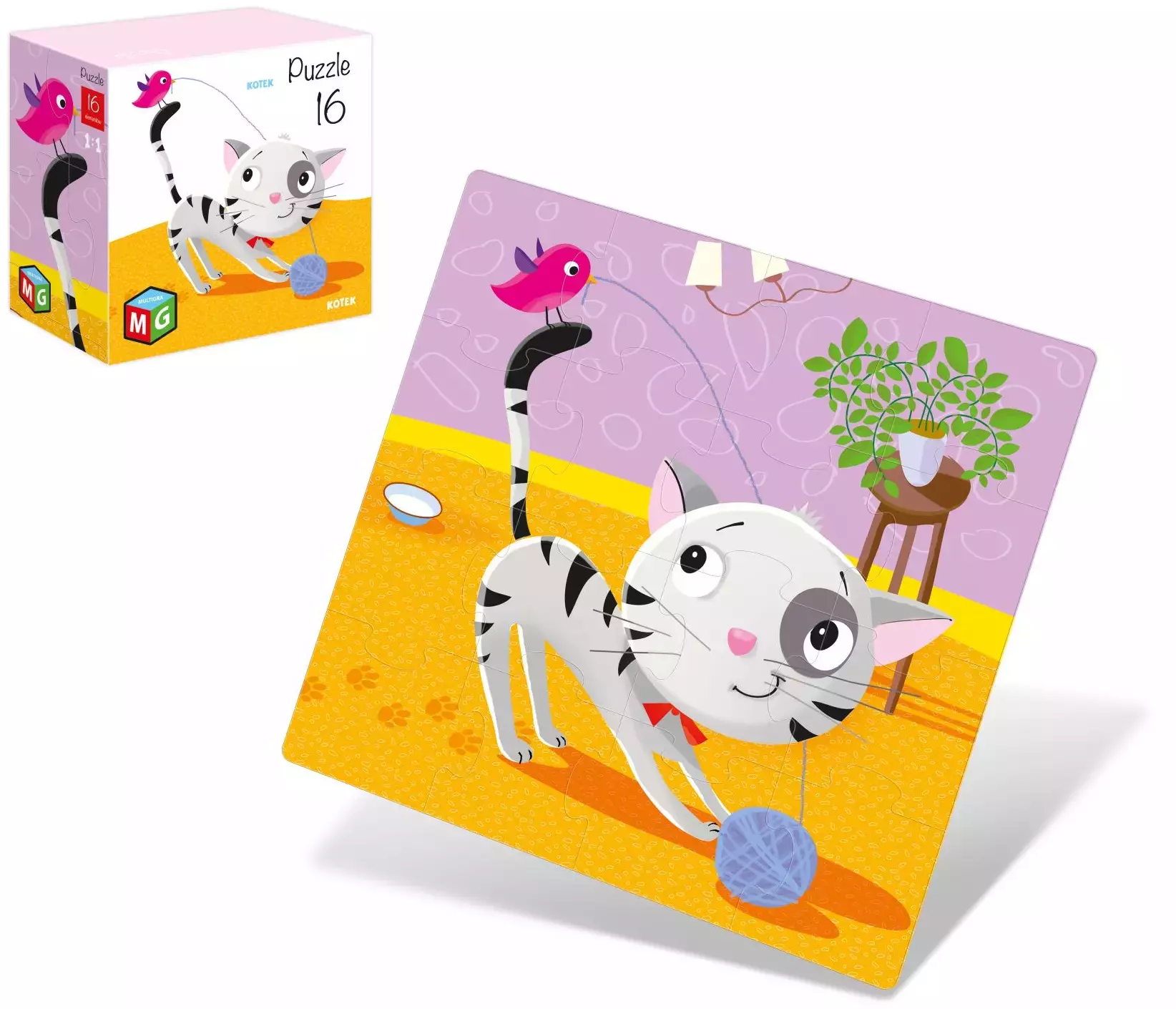 Puzzle 16 elementów. Kotek - Puzzle