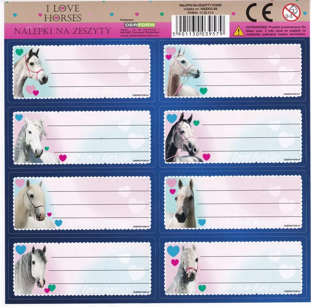 Naklejki na zeszyt, konie - Papiernicze i szkolne