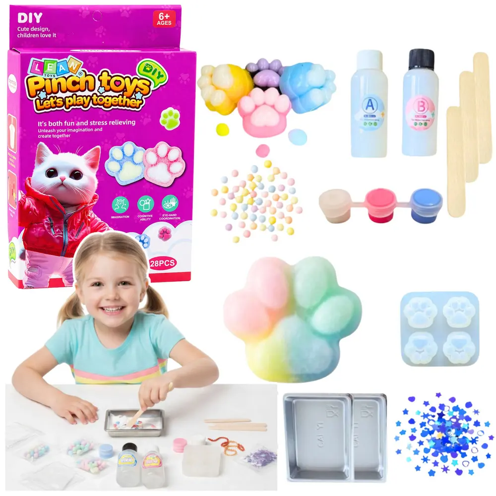 Zestaw Kreatywny DIY Do Tworzenia Gniotków Gniotek Kocia Łapka Squishy 28 el. - Gry