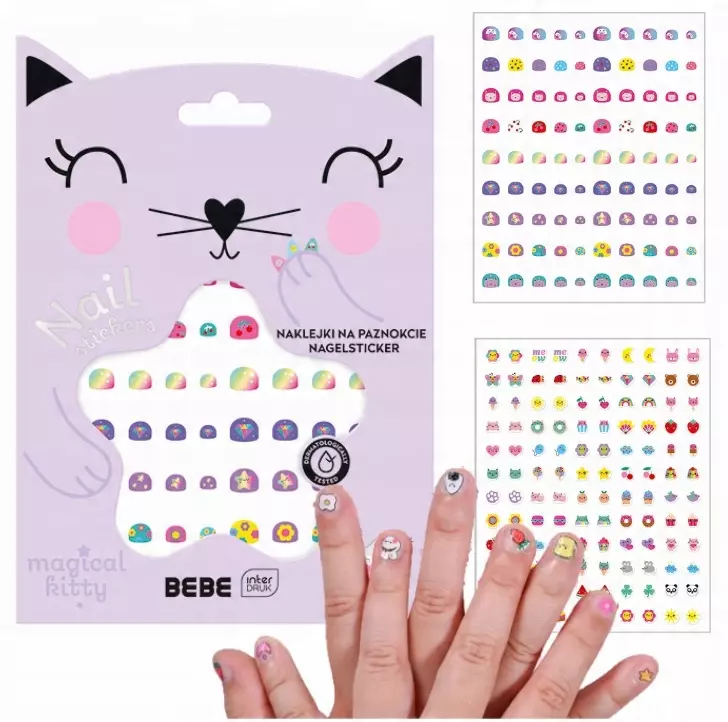 Naklejki na paznokcie dla dzieci 180szt BB Friends - Papiernicze i szkolne