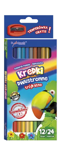 Kredki trójkątne dwustronne, 24 kolory - Papiernicze i szkolne