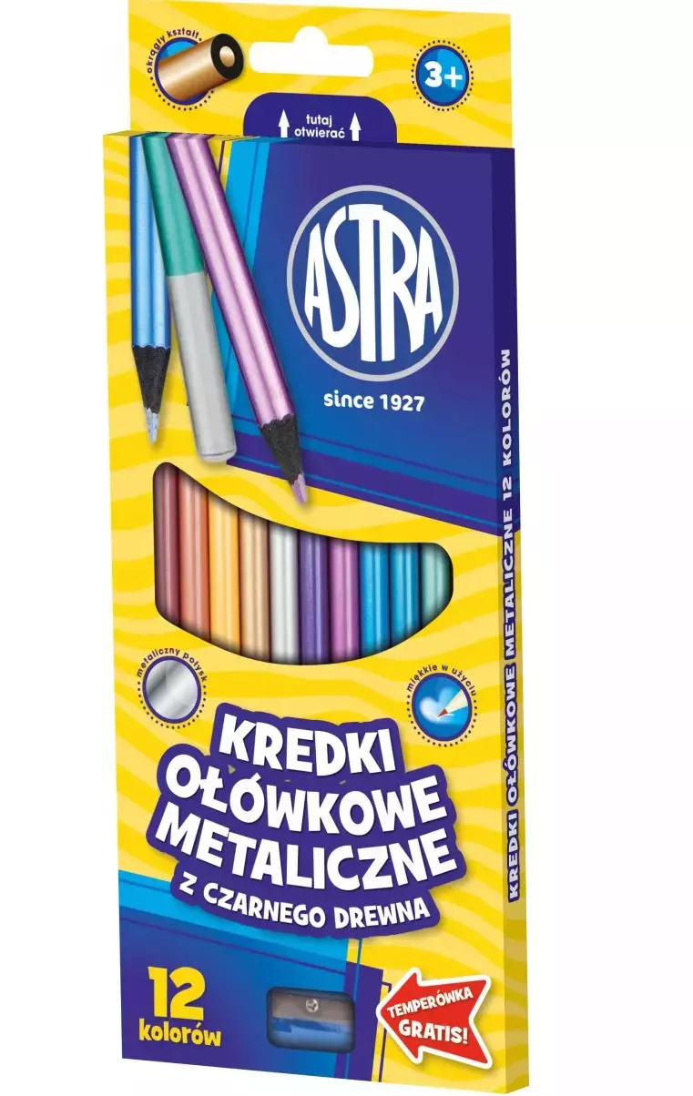 Kredki ołówkowe metaliczne, 12 kolorów - Papiernicze i szkolne