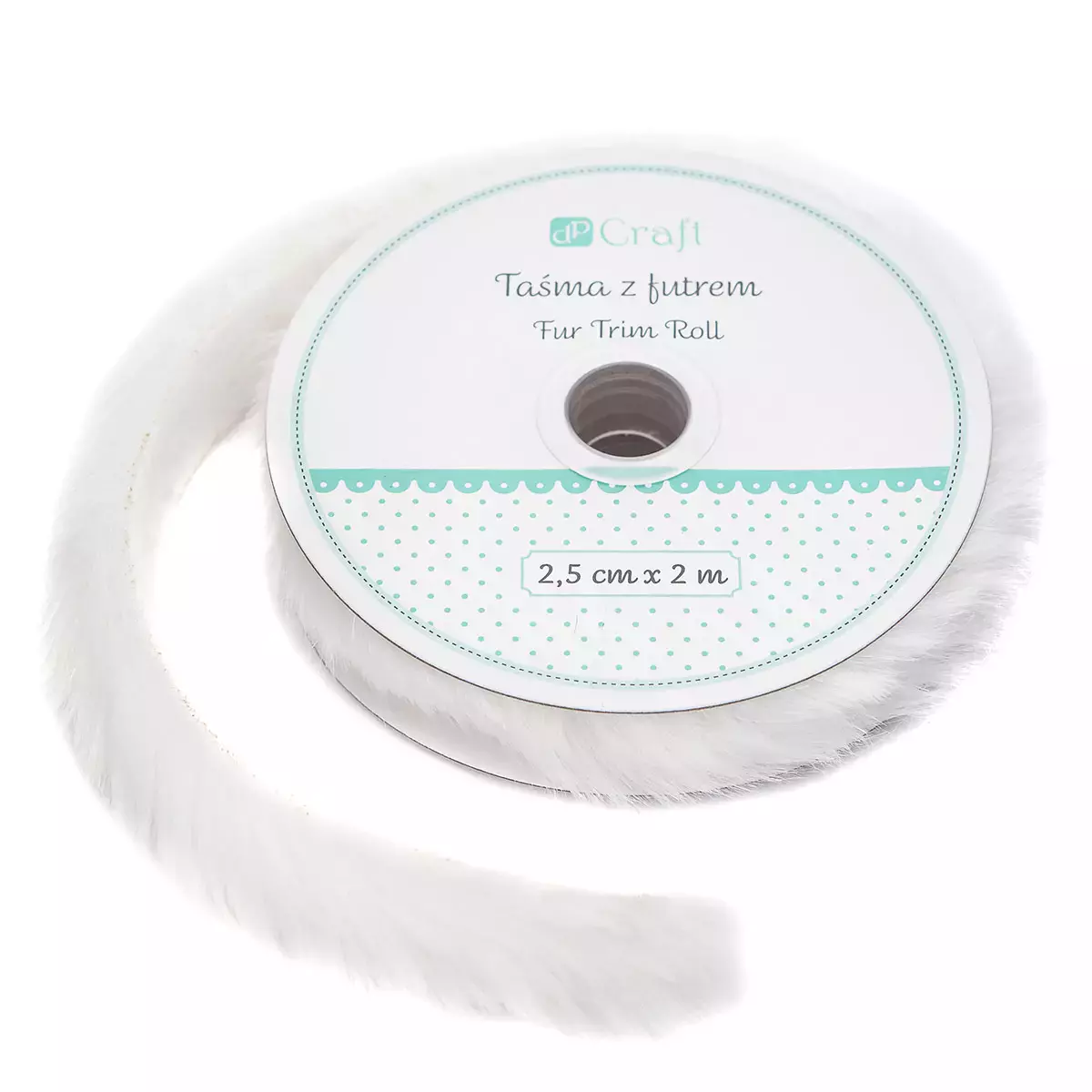 Futro na rolce Białe 2,5cm x 2m - DP Craft