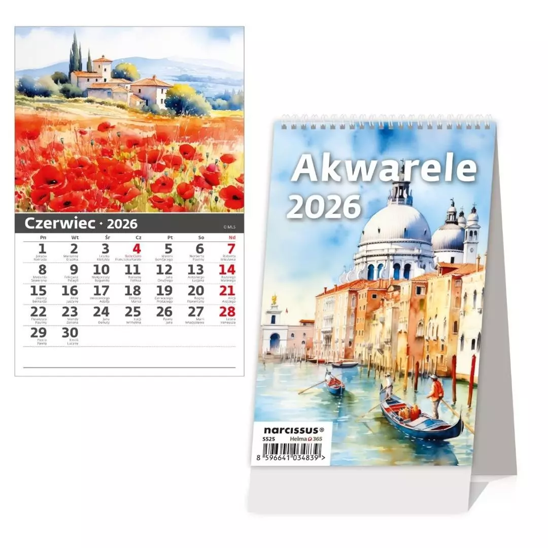 Kalendarz 2026 biurkowy pionowy miesięczny HELMA - Książki