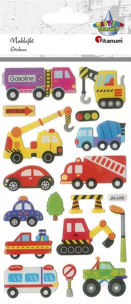 Naklejki wypukłe pojazdy użytkowe mix 17szt - Papiernicze i szkolne